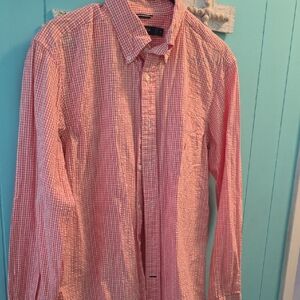 100% Cotton Nautica Orange and White Checkered Button Down Shirt